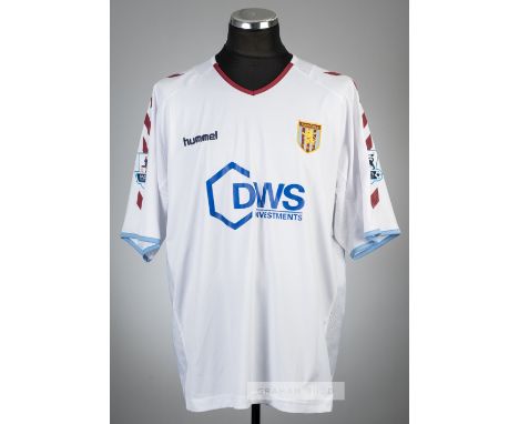 Luke Moore white Aston Villa no.22 away jersey, season 2004-05,
Hummel, short-sleeved with BARCLAYS PREMIER LEAGUE sleeve bad