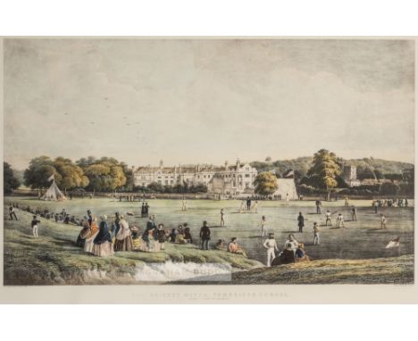 The Cricket Match Tonbridge School  published by Tattershall Dodd, printed by Hullmandel & Walton, coloured lithograph depict