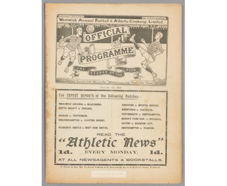                           Woolwich Arsenal v Blackburn Rovers programme 5th December 1908, F.L. Division One fixture played a