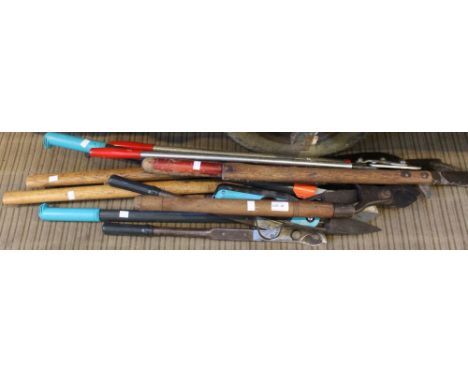 A quantity of garden trimming tools including vintage examples