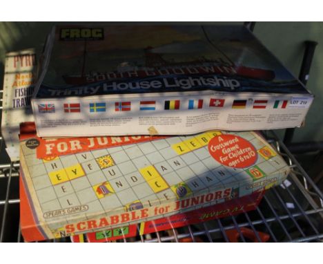 A Frog scale model ship kit, Trinity House Light ship and various games