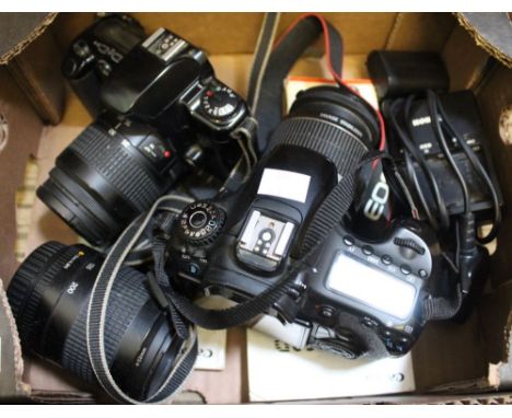 Two Canon 35mm SLR camera, being an EOS500 and an EOS60D model with lenses