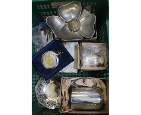 A quantity of plated wares, includes an unusual playing card case