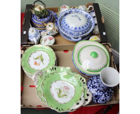 A part Victorian hand painted dessert set, floral painted and various ceramic wares