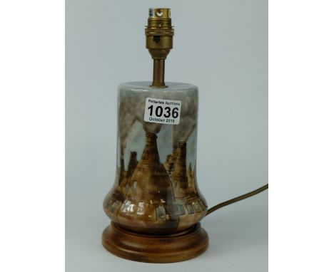 Cobridge Stoneware table lamp decorated with bottle kilns height to top of lamp 22cm 