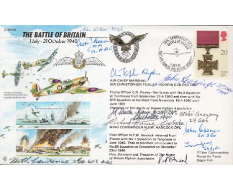 40/6 Signed by 11 Battle of Britain Pilots Foxley-Norris, Pat Hancock, J R Urwin Mann, William (Sticks) James Gregory, K A La