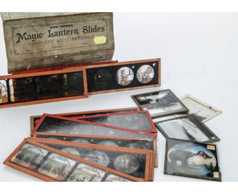 A Collection of late 19th Century Magic Lantern Slides; with six story strips, Peter Pan, Cinderella, Life in the Navy, Jack 