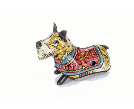 MARX Toys 'Wee Scottie' Tinplate Clockwork Dog; clockwork mechanism working at time of cataloguing, unboxed, G-VG 