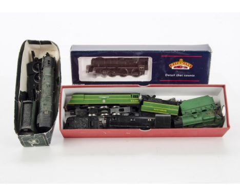 Part-dismantled OO Gauge steam locomotives by Hornby and Bachmann: including BR green 46239 'City of Chester', SR 'Spitfire',