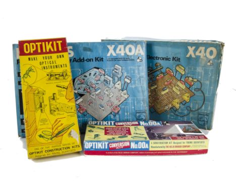 Phillips Radionic Electronic Sets and Optikit Construction Sets: Phillips X40 Radionic Radio and Electronic Kit and X40A Radi