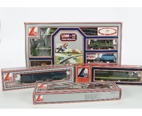 OO Gauge Train Set and additional stock by Lima: comprising 'Steam Freighter' set with LNER 0-6-0T, wagons, track, level cros