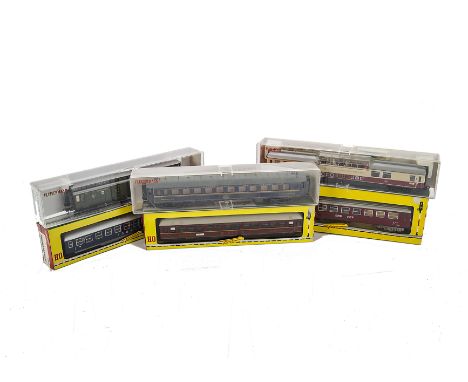 HO Gauge Continental coaching stock by Fleischmann and Jouef: comprising SBB/CFF Restaurant car, DSG dining car, Touropa coac