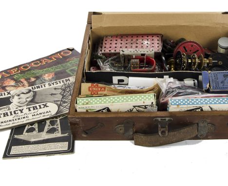 Meccano Trix and Technic Construction parts: Meccano Gears, Electric Motor, Magic Motor and various plates and other parts  w