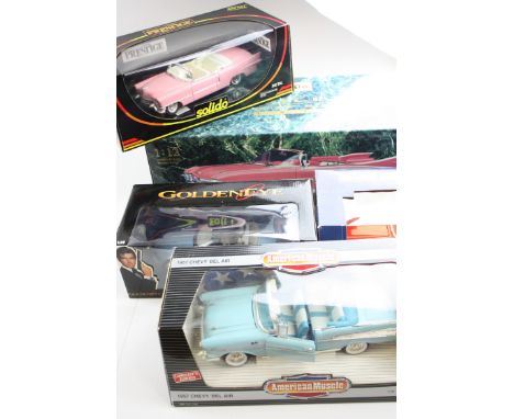 Large Scale Boxed Diecast Cars: including Maisto 1:12 Cadillac 1959, Solido 1:18 Cadillac Eldorado, UT Models 'Golden Eye' BM