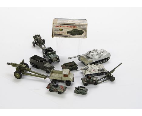 Dinky Toys Military Vehicles: 651 Centurion Tank with added decals, in original box, Light Dragon, painted Leopard Tank, Fren