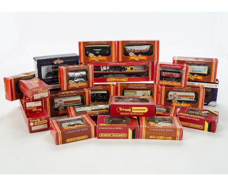 Two dozen OO Gauge Freight Stock by Hornby and others: including LBSC brake van, Insulated Milk, Harvey Bros cattle wagon and