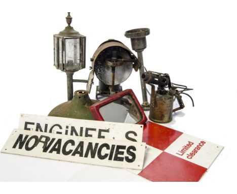 Railwayana- a BR-type 'Limited Clearance' sign lampshade and other items: comprising an aluminium-backed Clearance sign, a gr