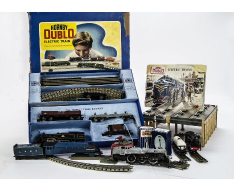 Hornby-Dublo OO Gauge 3-rail 2-6-4T goods set track and accessories: including Standard class 4MT 80054 with three wagons and