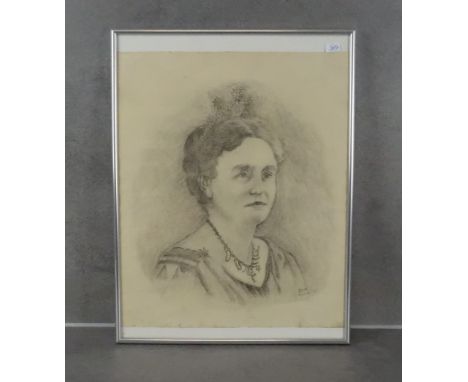 MONOGRAMMIST DES 19. /20. Jh. (J. H. E.), Bleistiftzeichnung: "Porträt Königin Juliana der Niederlande", u. r. monogrammiert 