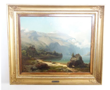 BECKER, AUGUST (Darmstadt 1822-1887 Düsseldorf), Gemälde: "Fjordlandschaft", Öl auf Leinwand, u. r. signiert in Ligatur "A Be