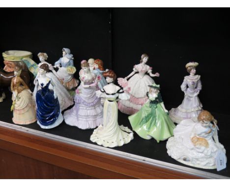 Seven various Royal Worcester bone china figures, and four Coalport bone china figures, all females