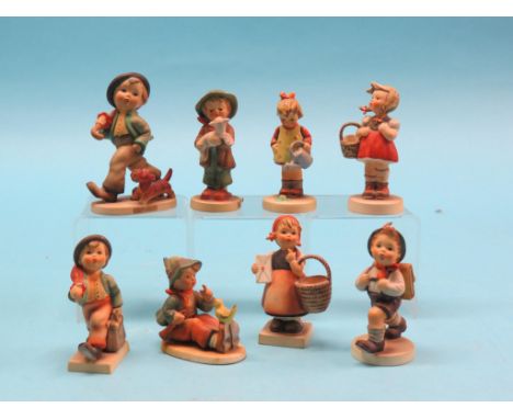 Eight various Goebel figures, designed by M. J. Hummell, two figures glue-repaired