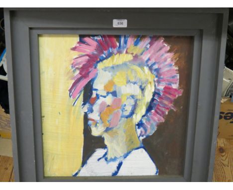 Colin Selley - oil on board, Norwegian Punk, portrait bust in profile, 18 x 17in.