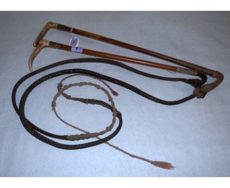 Two lady's cane hunting crops