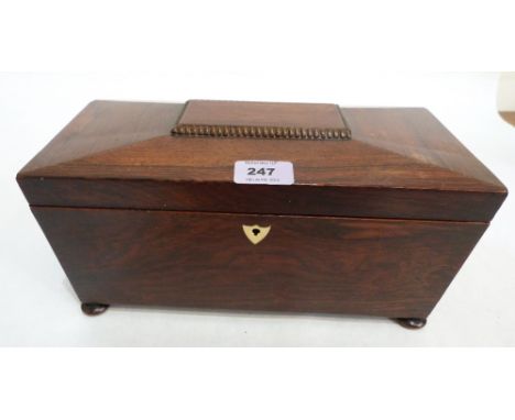 A Regency rosewood sarcophagus tea caddy. 12½' wide