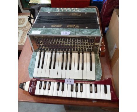 A Viceroy Stradella Model Accordeon and a Hohner Melodica Piano 27