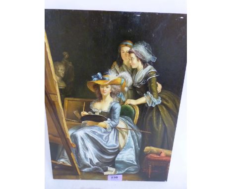 20TH CENTURY COPYIST AFTER ADELAIDE LABILLE GUIARD Self portrait with two pupils. Signed J.Hamilton. Oil on panel 16' x 12'