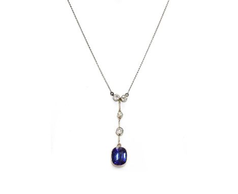 An Edwardian synthetic sapphire and diamond 'Edna May' pendant, c.1910,believed to have been made by the vendor's great grand