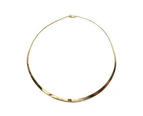 An Italian graduated gold necklace,with an interior mesh core and polished wrapped outer links, to a concealed box clasp, wit