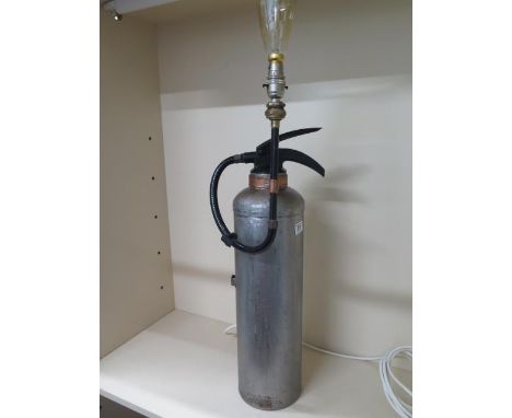 An interesting industrial style extinguisher lamp, 84cm tall, PAT tested and working 