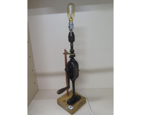 An interesting industrial style hand drill lamp, 68cm tall, PAT tested and working 