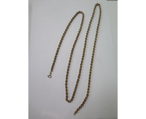 A 9ct yellow gold 375 rope twist chain 94cm long, approx 23.6 grams 