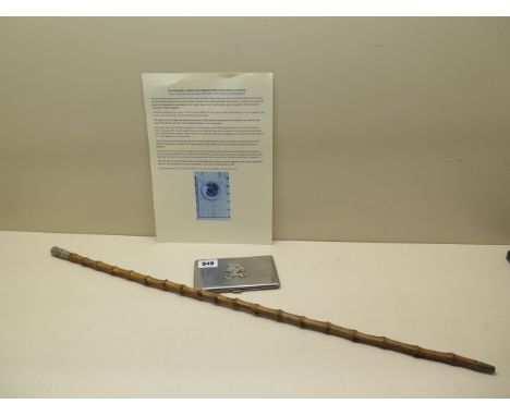 A swagger stick and a cigarette case of the Artisit's Rifles Regiment, both generally good, stick 69cm long 