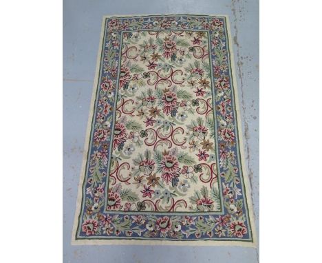 A Kashmiri hand stitched wool chain rug, 147cm x 90cm 