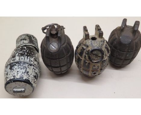 Four training grenades; These four hand grades were used by the Hitchin (Hertfordshire) Home Guard unit for training during t