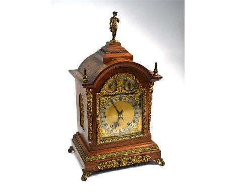 A continental architectural form oak eight-day two train table clock, circa 1910, the Winterhalder &amp; Hofmeier (W&amp;H) m