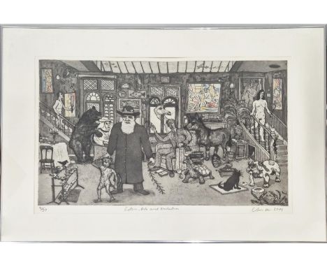 CHRIS ORR (British, b.1943), 'Eden, Ark and Evolution', etching, signed, dated and numbered 2/30, 44cm x 62cm.