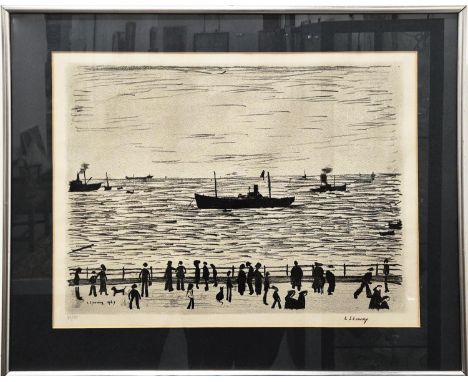 LAWRENCE STEPHEN LOWRY (1887-1976), 'Seaside promenade', lithograph, signed and numbered 43/75 in pencil, 51cm x 64cm, framed