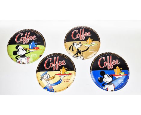VINTAGE STYLE COFFEE WALL SIGNS, four, aged enamel, 30cm. (4)