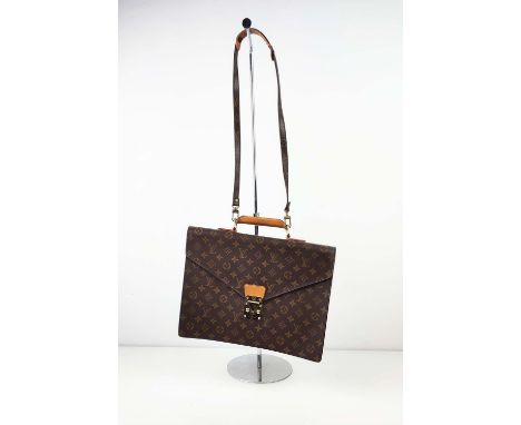 LOUIS VUITTON AMBASSADOR BRIEFCASE, monogram coated canvas with leather trims and handle, detachable strap, gold tone hardwar