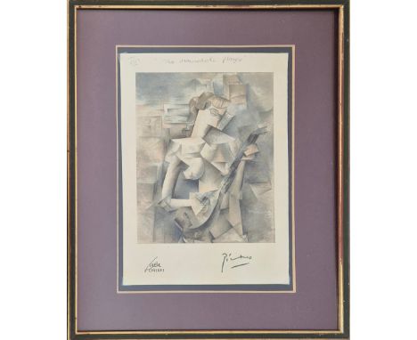 PABLO PICASSO, The Mandolin Player, giclee lithograph, with signature and stamp, framed.