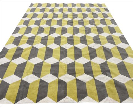 THE RUG COMPANY CARPET, 365cm x 278cm, 'Chiesa yellow' designed by Suzanne Sharp.