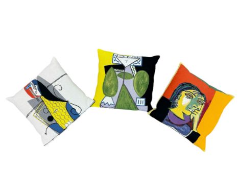 PABLO PICASSO CUSHIONS BY JULES PANSU, a set of three, 45cm x 45cm. (3)