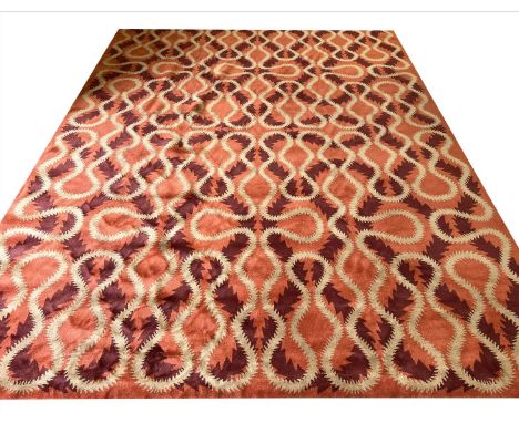 THE RUG COMPANY CARPET, 370cm x 274cm, 'Squiggle Orange' designed by Vivienne Westwood.