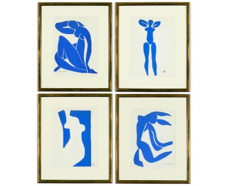 HENRI MATISSE, a set of four Blue Nudes, plate signed, 1961, ref: Grandes Gouaches Decoupees 24 x 18 cm. (Subject to ARR - se