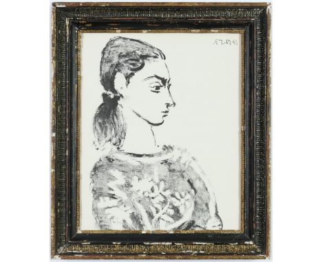 PABLO PICASSO, Francoise Gilot in a blouselithograph dated in the plate, Cincinnati suite: 1959, printed by Young & Klein, 42